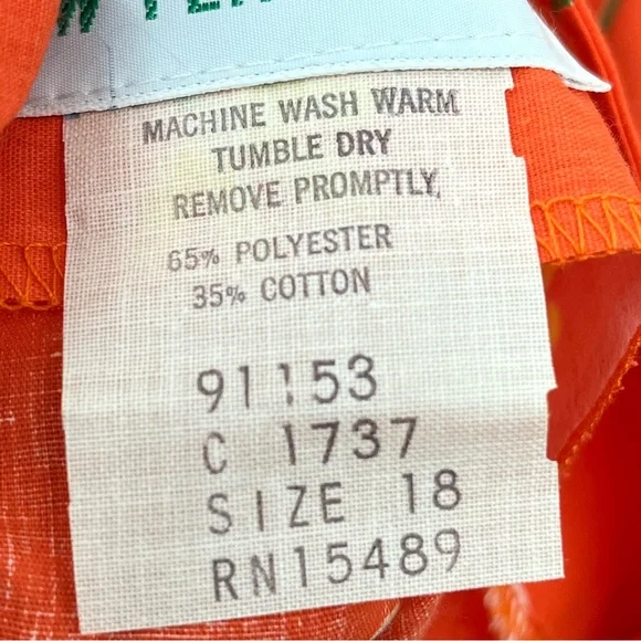 NEW Vintage 80s 18 Midi dress Orange Floral 0947 A-line fit and flare butterfly - Picture 12 of 14